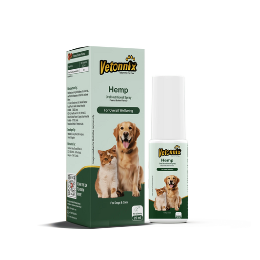 Vetonnix Hemp Seed Oil Oral Nutritional Spray for Dogs & Cats | Natural | Anxiety, Pain Relief, Stress Calming | No Side Effects | Hemp Seed Extract Oil for Pets - 20 ml