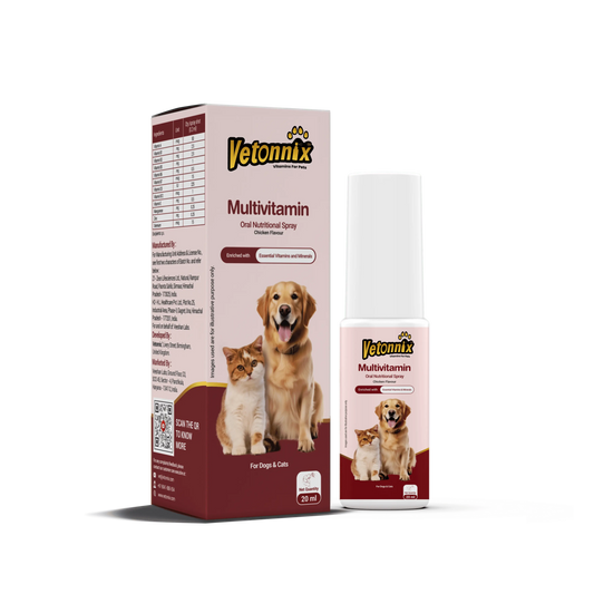 Vetonnix Multivitamin Oral Nutritional Spray for Dogs & Cats | Supports Overall Health, Immunity, Digestion for Pets | Nutritional Supplement with Vitamins for Healthy Skin, Heart & Brain - 20 ml