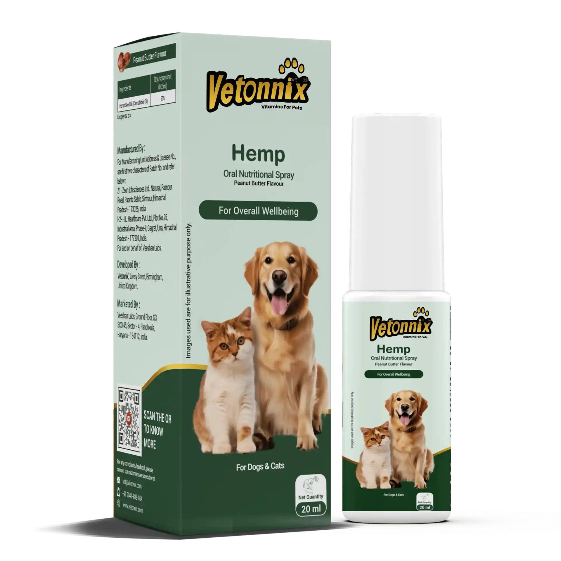 Vetonnix Hemp Seed Oil Oral Nutritional Spray for Dogs & Cats - 20ml