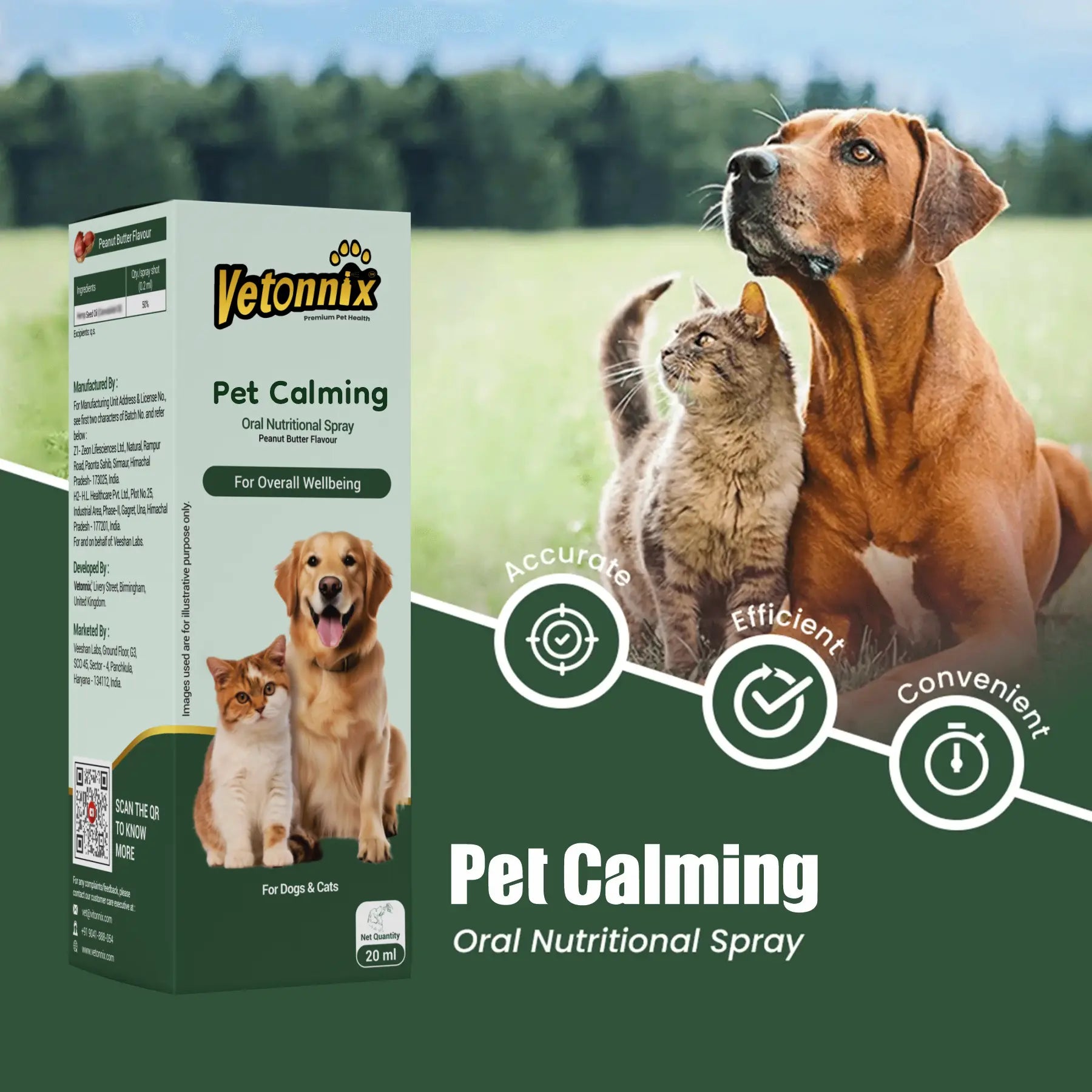 Vetonnix Pet Calming Oral Spray Supplement for Dogs & Cats - 20ml