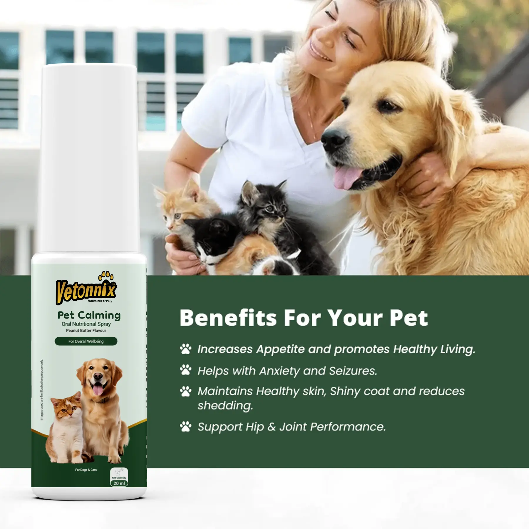 Vetonnix Pet Calming Oral Spray Supplement for Dogs & Cats - 20ml