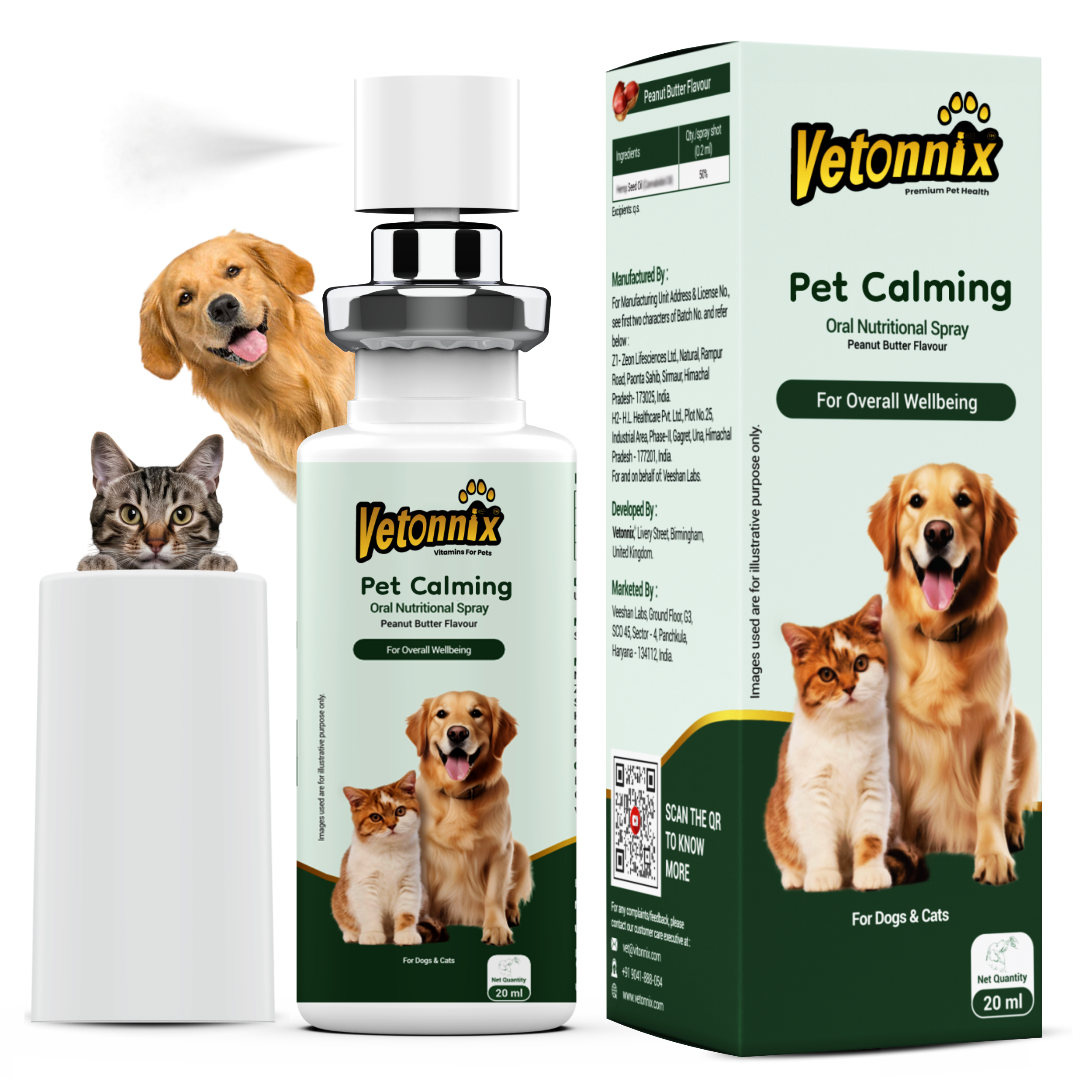 Vetonnix Pet Calming Oral Spray Supplement for Dogs & Cats - 20ml