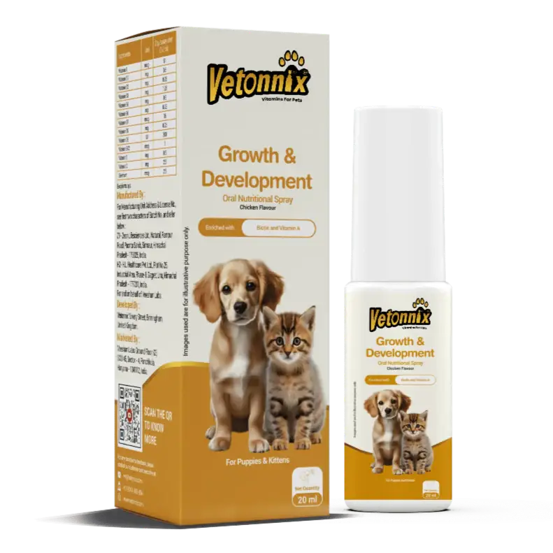 Vetonnix Growth & Development Oral Nutritional Spray for Puppies & Kittens - 20ml